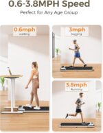 Under Desk Treadmill, Walking Pad for Home and Office, 2.5 HP Portable Walking Jogging Running Machine with Remote Control and LED Display, Silver - Image 8