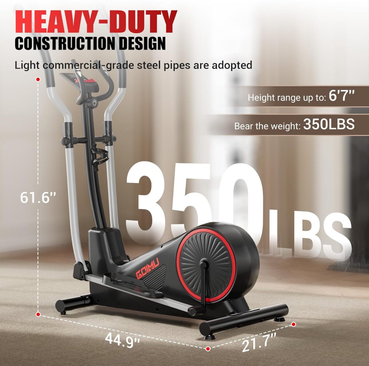 Elliptical Machine, Elliptical Exercise Machine for Home with Hyper-Quiet Magnetic Driving System, Elliptical Trainer with 15.5IN Stride, 350LBS Loading Capacity - Image 9