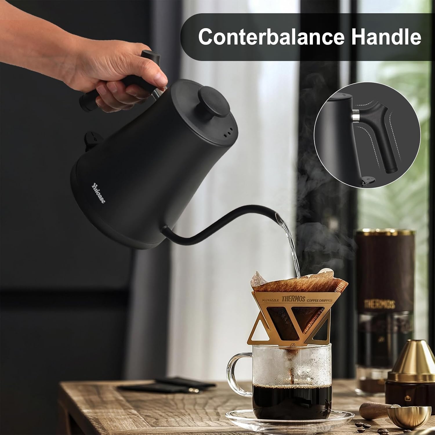 1761439764_Electric-Gooseneck-Kettle-304-Stainless-Steel-Coffee-Kettle-Auto-Shutoff-Anti-dry-Protection-Classic-Pour-over-Coffee-TeaMatte-Black-1.0L-1200W-Fast-Boiling-Water-Boiler-by-YUIOASE.jpg Electric Gooseneck Kettle, 304 Stainless Steel Coffee Kettle, Auto Shutoff Anti-dry Protection, Classic Pour-over Coffee & Tea,Matte Black 1.0L-1200W Fast Boiling Water Boiler by YUIOASE - Image 8