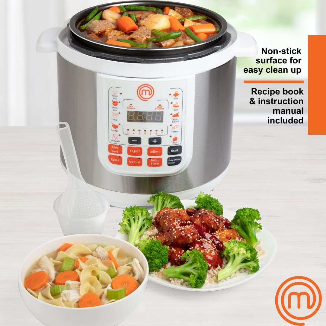 1761443900_MasterChef-13-in-1-Pressure-Cooker-6-QT-Electric-Digital-Instant-MultiPot-w-13-Programmable-Functions-High-and-Low-Pressure-Slow-Non-Stick-Pot-Cooking-Warmer-Options-LED-Display-Delay-Timer-Rice.jpg MasterChef 13-in-1 Pressure Cooker- 6 QT Electric Digital Instant MultiPot w 13 Programmable Functions- High and Low Pressure Slow Non-Stick Pot Cooking Warmer Options, LED Display, Delay Timer, Rice - Image 3