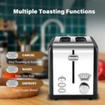 YSSOA 2-Slice Toaster with Extra Wide Slot & Removable Crumb Tray, 5 Browning Setting and 3 Function: Bagel/Defrost/Cancel, Retro Stainless-Steel Style, for Bread & Waffle, Black - Image 3