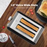 YSSOA 2-Slice Toaster with Extra Wide Slot & Removable Crumb Tray, 5 Browning Setting and 3 Function: Bagel/Defrost/Cancel, Retro Stainless-Steel Style, for Bread & Waffle, Black - Image 4
