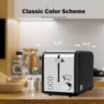 YSSOA 2-Slice Toaster with Extra Wide Slot & Removable Crumb Tray, 5 Browning Setting and 3 Function: Bagel/Defrost/Cancel, Retro Stainless-Steel Style, for Bread & Waffle, Black - Image 8