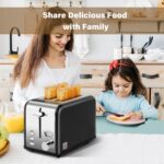YSSOA 2-Slice Toaster with Extra Wide Slot & Removable Crumb Tray, 5 Browning Setting and 3 Function: Bagel/Defrost/Cancel, Retro Stainless-Steel Style, for Bread & Waffle, Black - Image 9