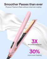Wavytalk Professional Flat Iron Hair Straightener and Curler 2 in 1, Titanium Flat Iron for One-Pass Wonder 10S Fast Heat Up, Glide & Shine Straightener with Dual Voltage (1.18 Inch) - Image 3