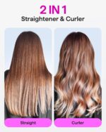 Wavytalk Professional Flat Iron Hair Straightener and Curler 2 in 1, Titanium Flat Iron for One-Pass Wonder 10S Fast Heat Up, Glide & Shine Straightener with Dual Voltage (1.18 Inch) - Image 4