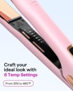 Wavytalk Professional Flat Iron Hair Straightener and Curler 2 in 1, Titanium Flat Iron for One-Pass Wonder 10S Fast Heat Up, Glide & Shine Straightener with Dual Voltage (1.18 Inch) - Image 7