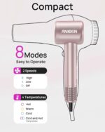 Hair Dryer, High-Speed Ionic Low Noise Blow Dryer with Brushless Motor for Fast Drying, Thermo-Control Quiet Compact Hair Blow Dryer with Magnetic Diffuser for Curly Hair for Home Travel Salon - Image 7