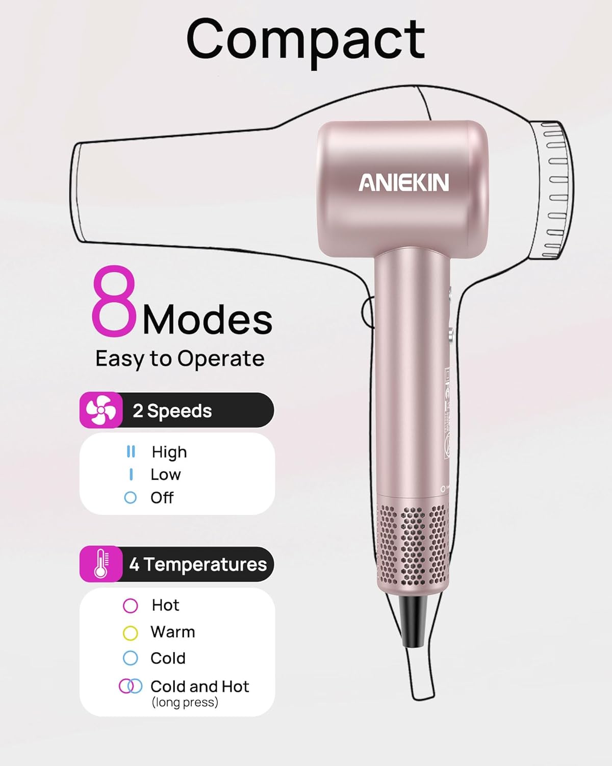 1761448481_Hair-Dryer-High-Speed-Ionic-Low-Noise-Blow-Dryer-with-Brushless-Motor-for-Fast-Drying-Thermo-Control-Quiet-Compact-Hair-Blow-Dryer-with-Magnetic-Diffuser-for-Curly-Hair-for-Home-Travel-Salon.jpg Hair Dryer, High-Speed Ionic Low Noise Blow Dryer with Brushless Motor for Fast Drying, Thermo-Control Quiet Compact Hair Blow Dryer with Magnetic Diffuser for Curly Hair for Home Travel Salon - Image 7