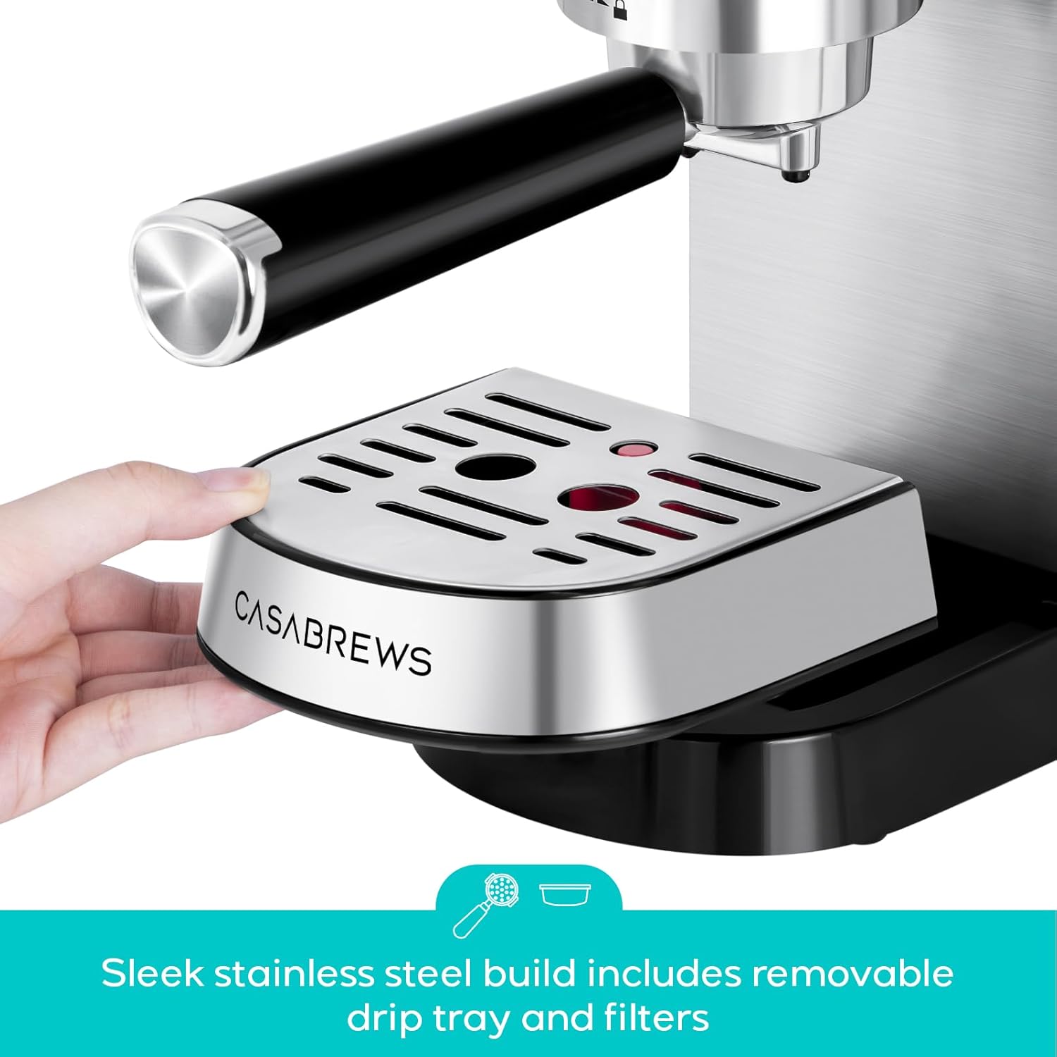1761462936_CASABREWS-CM5418-Espresso-Machine-20-Bar-Compact-Espresso-Maker-with-Steam-Milk-Frother-Stainless-Steel-Coffee-Machine-with-34oz-Removable-Water-Tank-for-Cappuccino-Latte-Silver.jpg CASABREWS CM5418 Espresso Machine 20 Bar, Compact Espresso Maker with Steam Milk Frother, Stainless Steel Coffee Machine with 34oz Removable Water Tank for Cappuccino, Latte, Silver - Image 7