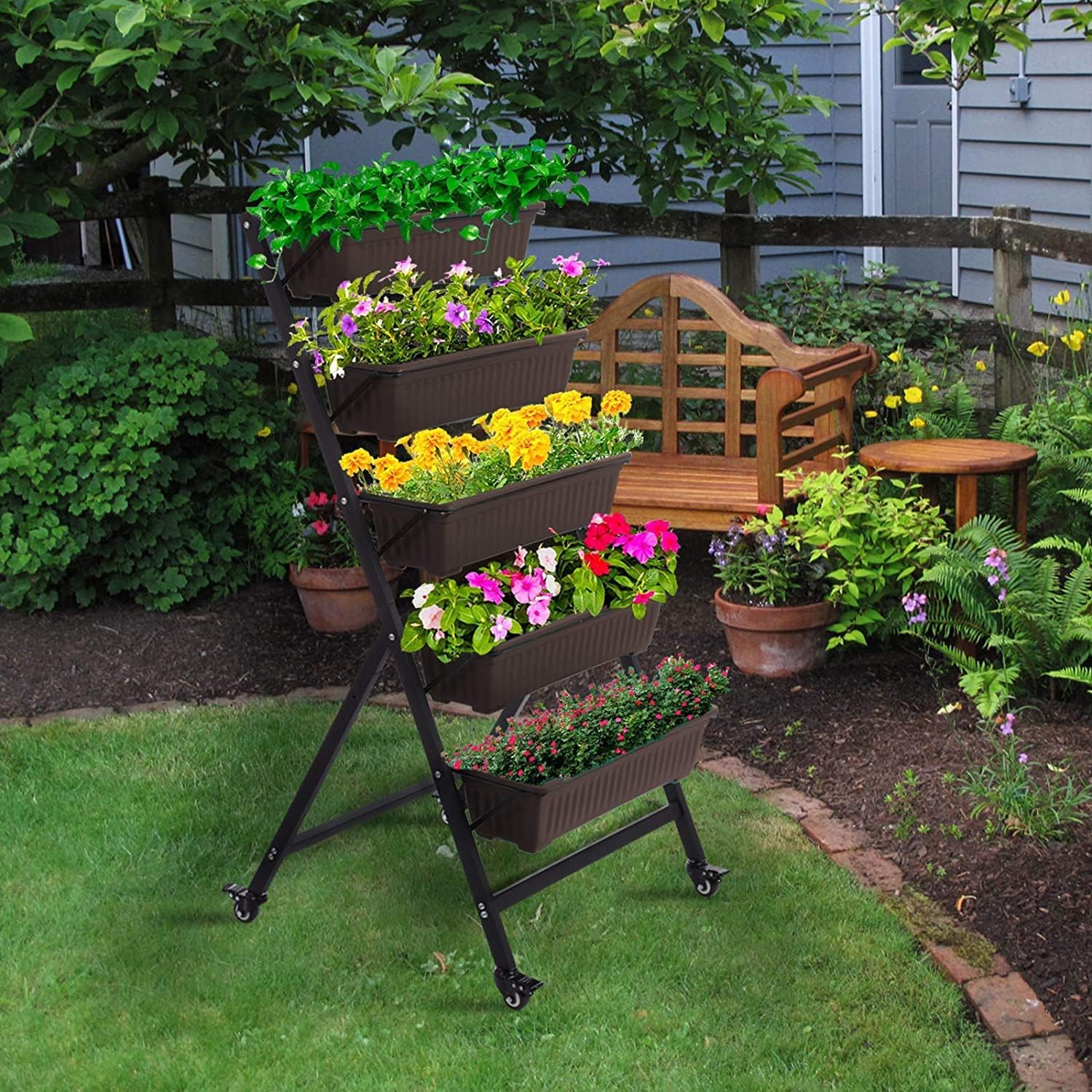 1761463372_G-TALECO-GEAR-Vertical-Garden-Planter-Vertical-Raised-Garden-Bed-Planter-Box-with-5-Container-Boxes-Grow-Your-Herb-Vegetables-Flowers-Indoor-and-Outdoor-5-Tier.jpg G TALECO GEAR Vertical Garden Planter, Vertical Raised Garden Bed Planter Box with 5 Container Boxes, Grow Your Herb Vegetables Flowers Indoor and Outdoor (5-Tier) - Image 7