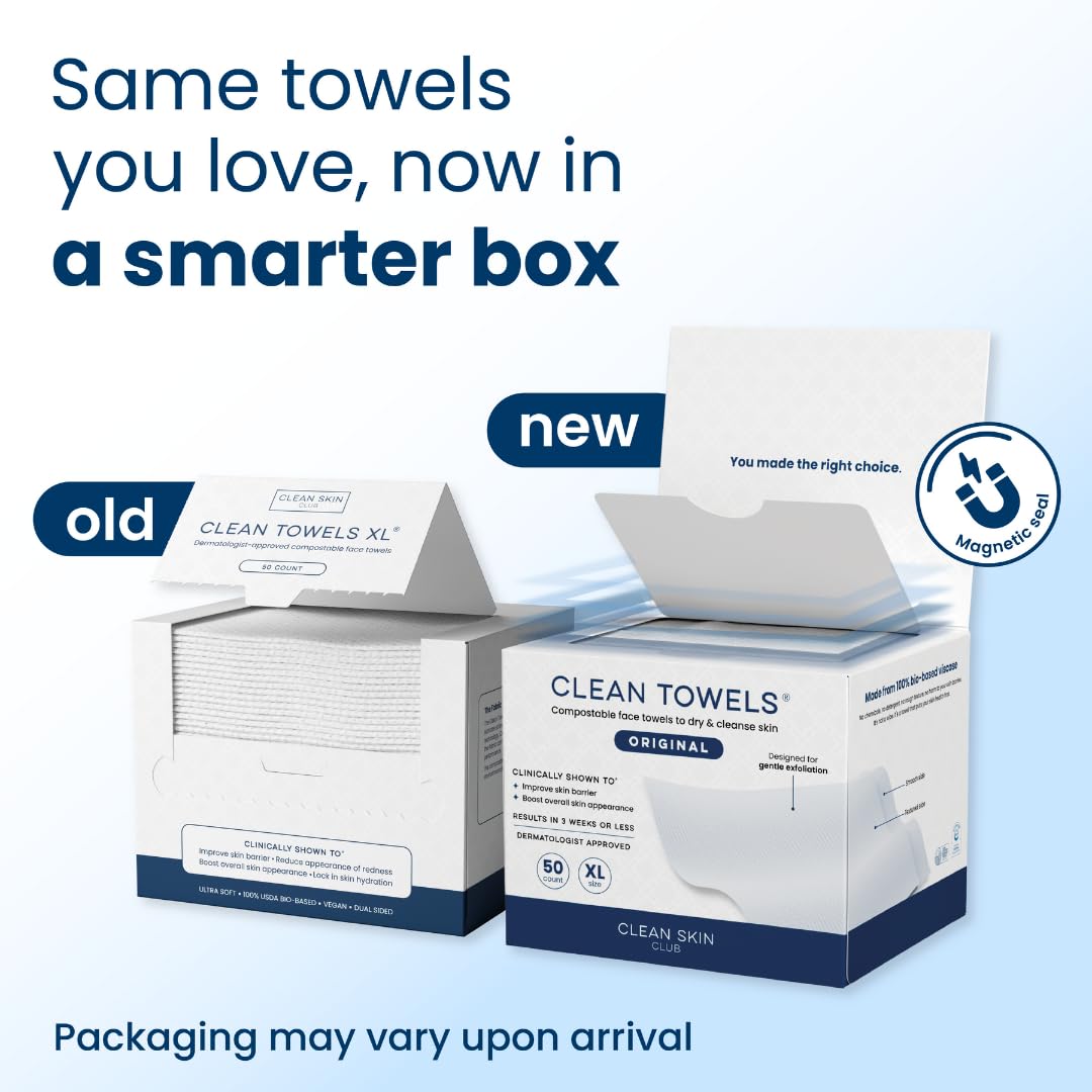 1761466336_Clean-Skin-Club-Clean-Towels-XL®-100-USDA-Biobased-Face-Towel-Disposable-Face-Towelette-Eczema-Association-Accepted-Makeup-Remover-Dry-Wipes-Ultra-Soft-1-Pack-50-Ct.jpg Clean Skin Club Clean Towels XL®, 100% USDA Biobased Face Towel, Disposable Face Towelette, Eczema Association Accepted, Makeup Remover Dry Wipes, Ultra Soft, 1 Pack, 50 Ct - Image 3