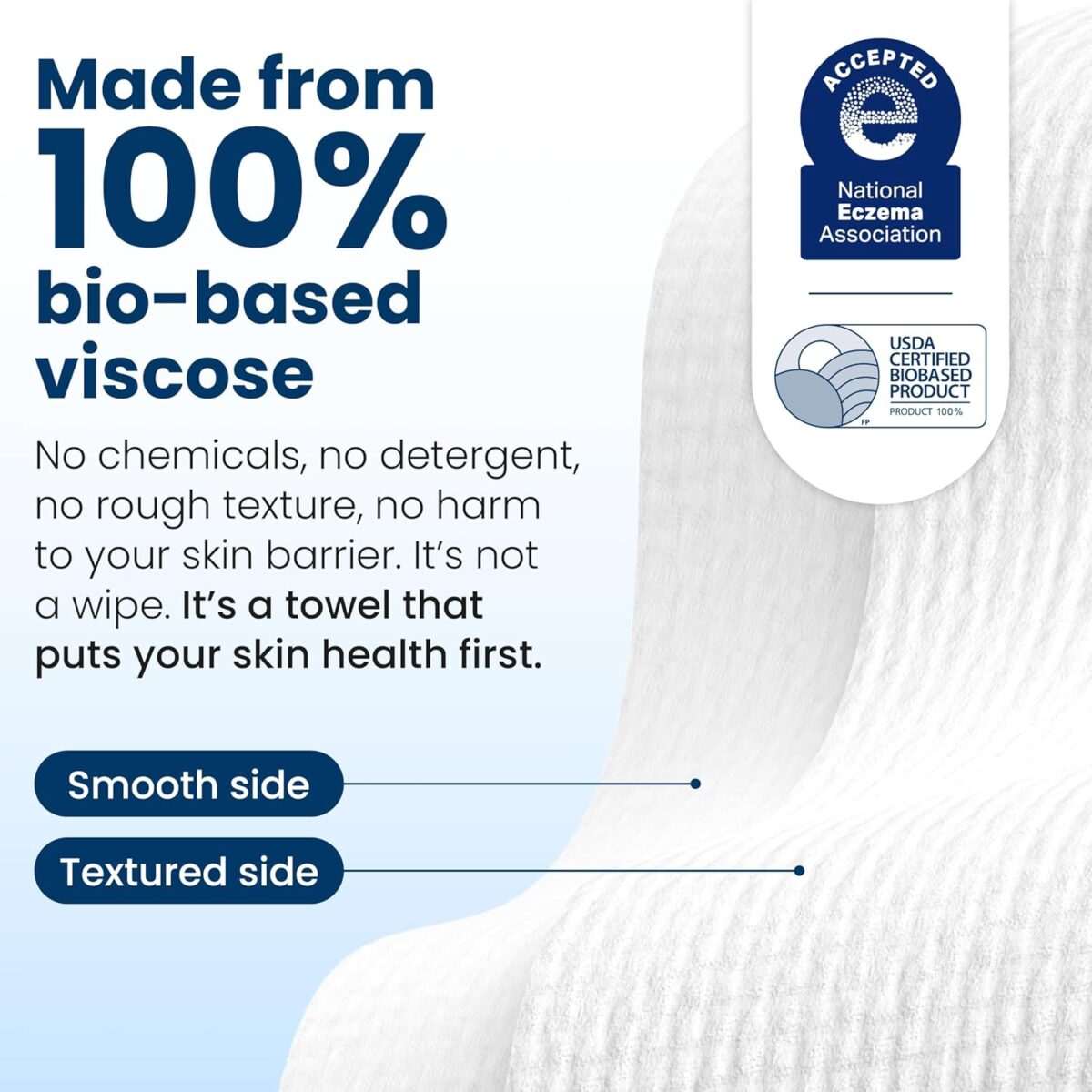 Clean Skin Club Clean Towels XL®, 100% USDA Biobased Face Towel, Disposable Face Towelette, Eczema Association Accepted, Makeup Remover Dry Wipes, Ultra Soft, 1 Pack, 50 Ct - Image 8
