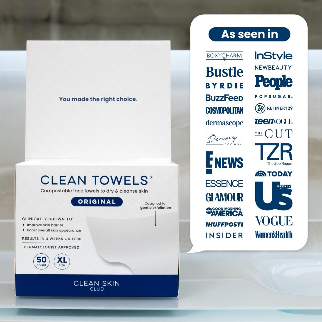 1761466348_Clean-Skin-Club-Clean-Towels-XL®-100-USDA-Biobased-Face-Towel-Disposable-Face-Towelette-Eczema-Association-Accepted-Makeup-Remover-Dry-Wipes-Ultra-Soft-1-Pack-50-Ct.jpg Clean Skin Club Clean Towels XL®, 100% USDA Biobased Face Towel, Disposable Face Towelette, Eczema Association Accepted, Makeup Remover Dry Wipes, Ultra Soft, 1 Pack, 50 Ct - Image 12