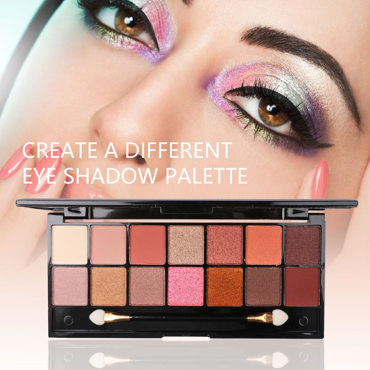All in One Makeup Kit - 2X14 Eyeshadow Palette, Liquid Foundation, Eyeliner Pencils, Contouring Stick, Lip Gloss, 20Pcs Makeup Brushes (Black) - Image 5