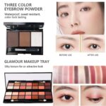 All in One Makeup Kit - 2X14 Eyeshadow Palette, Liquid Foundation, Eyeliner Pencils, Contouring Stick, Lip Gloss, 20Pcs Makeup Brushes (Black) - Image 7