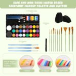 Pintada 26 Color Face Painting Kit for Kids - Non-Toxic Water Activated Face Paint Palette with Brush, Stencils, Gems - For Halloween, Carnivals, Costume Parties, Body Art, Fairs & Creative Events. - Image 4