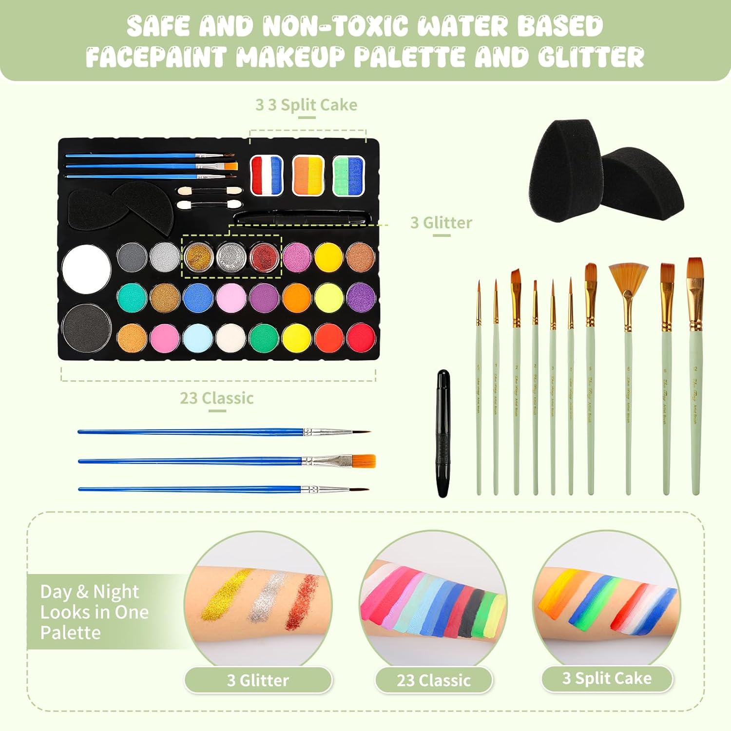 1761467979_Pintada-26-Color-Face-Painting-Kit-for-Kids-Non-Toxic-Water-Activated-Face-Paint-Palette-with-Brush-Stencils-Gems-For-Halloween-Carnivals-Costume-Parties-Body-Art-Fairs-Creative-Events.jpg Pintada 26 Color Face Painting Kit for Kids - Non-Toxic Water Activated Face Paint Palette with Brush, Stencils, Gems - For Halloween, Carnivals, Costume Parties, Body Art, Fairs & Creative Events. - Image 4