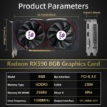 KAER RX590 8GB Graphics Card, 2304SP, GDDR5, 256 Bit，Pc Gaming Video Card with Dual Fans 1380/8000MHz,PCI Express 3.0 Gaming Graphics Card, DVI HDMI DP Desktop - Image 3
