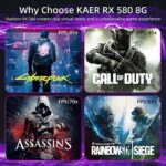 KAER RX590 8GB Graphics Card, 2304SP, GDDR5, 256 Bit，Pc Gaming Video Card with Dual Fans 1380/8000MHz,PCI Express 3.0 Gaming Graphics Card, DVI HDMI DP Desktop - Image 5