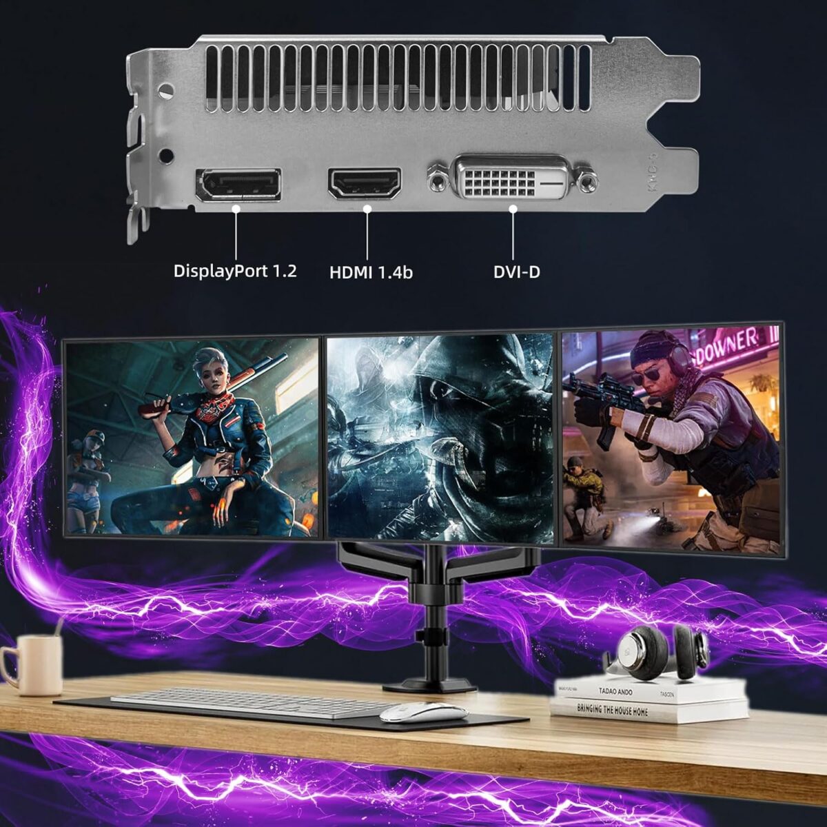 KAER RX590 8GB Graphics Card, 2304SP, GDDR5, 256 Bit，Pc Gaming Video Card with Dual Fans 1380/8000MHz,PCI Express 3.0 Gaming Graphics Card, DVI HDMI DP Desktop - Image 6