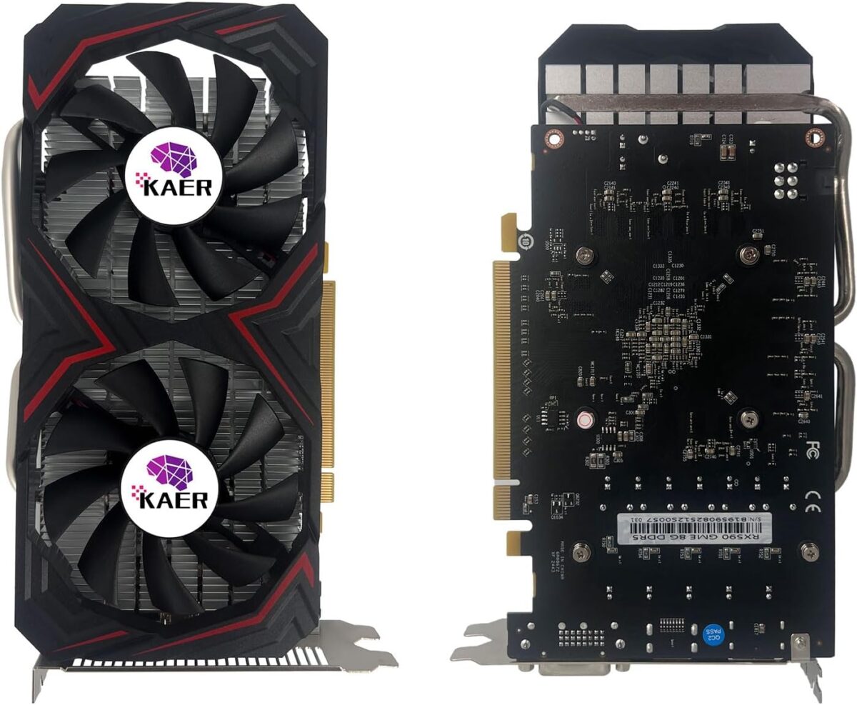 KAER RX590 8GB Graphics Card, 2304SP, GDDR5, 256 Bit，Pc Gaming Video Card with Dual Fans 1380/8000MHz,PCI Express 3.0 Gaming Graphics Card, DVI HDMI DP Desktop - Image 7
