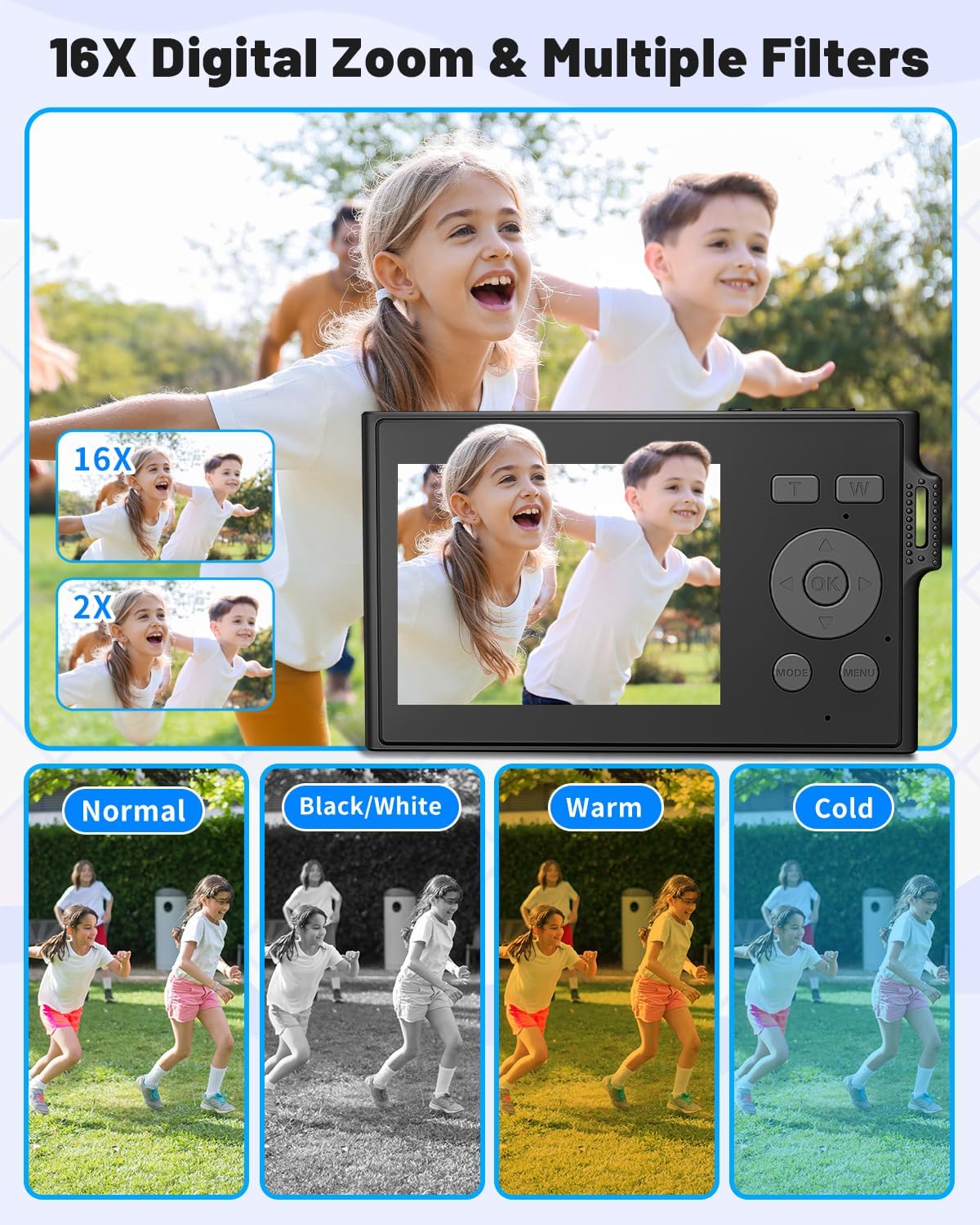 1761471922_Digital-Camera-FHD-1080P-Kids-Camera-16X-Zoom-Anti-Shake-48MP-Compact-Portable-Ultra-Thin-Point-Shoot-Camera-Gift-for-Kid-Student-Children-Teen-Girl-Boy-with-32GB-SD-Card.jpg Digital Camera, FHD 1080P Kids Camera 16X Zoom Anti Shake, 48MP Compact Portable Ultra-Thin Point Shoot Camera Gift for Kid Student Children Teen Girl Boy with 32GB SD Card - Image 5
