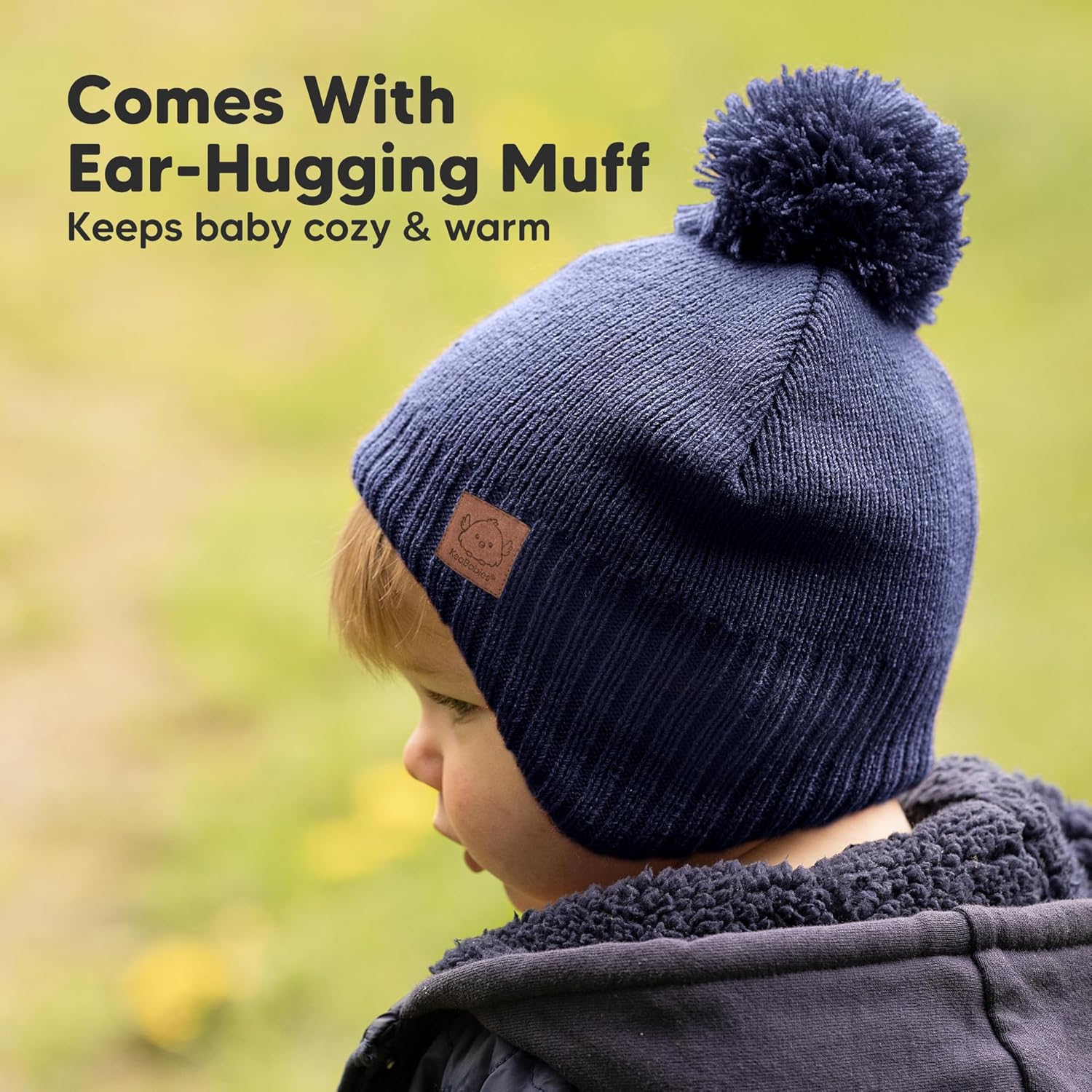 1761473002_Baby-Beanies-Baby-Hats-for-Boys-Girls-Cute-Toddler-Winter-Hat-Soft-Stretchy-Beanies-for-Infant-Newborn-6-36-Months-Cozy-Warm-with-Earflap-Muff-Pom-Navy.jpg Baby Beanies, Baby Hats for Boys, Girls - Cute Toddler Winter Hat, Soft & Stretchy Beanies for Infant, Newborn 6-36 Months, Cozy & Warm with Earflap Muff & Pom (Navy) - Image 4