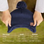 Baby Beanies, Baby Hats for Boys, Girls - Cute Toddler Winter Hat, Soft & Stretchy Beanies for Infant, Newborn 6-36 Months, Cozy & Warm with Earflap Muff & Pom (Navy) - Image 6