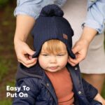 Baby Beanies, Baby Hats for Boys, Girls - Cute Toddler Winter Hat, Soft & Stretchy Beanies for Infant, Newborn 6-36 Months, Cozy & Warm with Earflap Muff & Pom (Navy) - Image 9