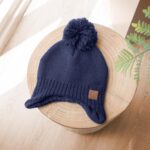 Baby Beanies, Baby Hats for Boys, Girls - Cute Toddler Winter Hat, Soft & Stretchy Beanies for Infant, Newborn 6-36 Months, Cozy & Warm with Earflap Muff & Pom (Navy) - Image 10