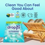 Dropps UltraWash Dishwasher Pods, Unscented (120 Count) - Biobased Power Deep Clean Dishwasher Detergent Tablets for Sparkling Shiny Dishes - No Rinse Aid or Pre-Wash Needed - Dishwashing Pods - Image 8