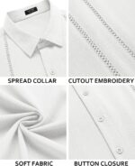 COOFANDY Men's Cuban Guayabera Shirt Short Sleeve Button Down Shirts Casual Summer Beach Linen Shirts - Image 6