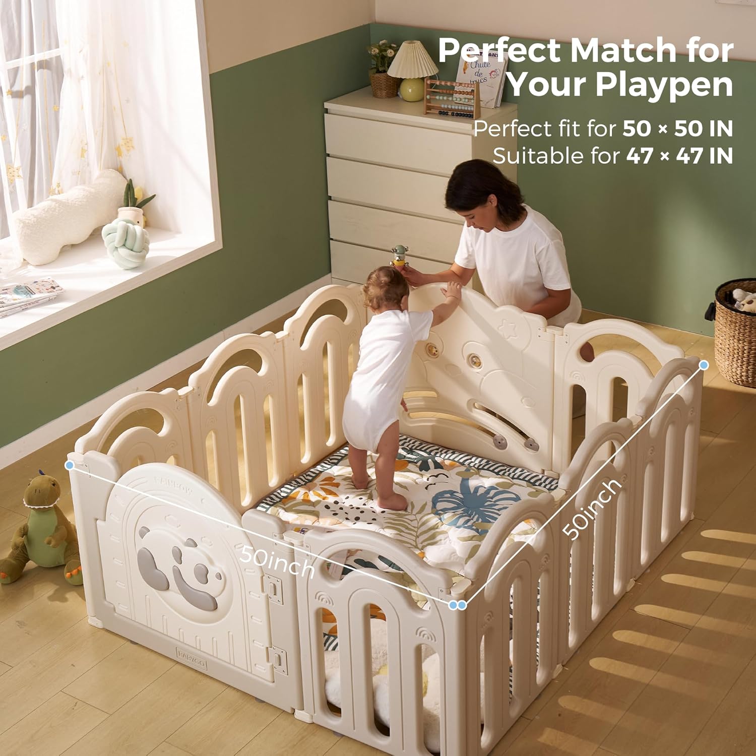 1761514887_Momcozy-Baby-Play-Mat-for-Floor-50x50-Thickened-Playpen-Mat-Playmate-for-Baby-Tummy-Time-Waterproof-Non-Slip-Foldable-Outdoor-Mat-with-Carrying-Handle-Forest-World.jpg Momcozy Baby Play Mat for Floor, 50x50 Thickened Playpen Mat, Playmate for Baby Tummy Time, Waterproof & Non-Slip, Foldable Outdoor Mat with Carrying Handle, Forest World - Image 4