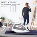 T-Fal Virtuo Steam Iron for Clothes with Retractable Cord, Portable Iron and Steamer for Clothes, Ceramic Nonstick Soleplate, 1500 Watts, Anti-Drip, Auto-Off, Scratch Resistant, Grey - Image 9
