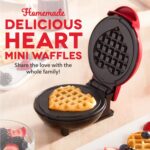 DASH Mini Waffle Maker Machine for Individuals, Paninis, Hash Browns, & Other On the Go Breakfast, Lunch, or Snacks, with Easy to Clean, Non-Stick Sides, Red Heart 4 Inch - Image 3
