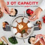 Dash Deluxe Stainless Steel Fondue Maker with Temperature Control, Fondue Forks, Cups, and Rack, with Recipe Guide Included, 3-Quart, Non-Stick – Grey - Image 3