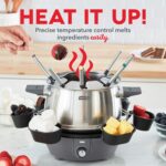 Dash Deluxe Stainless Steel Fondue Maker with Temperature Control, Fondue Forks, Cups, and Rack, with Recipe Guide Included, 3-Quart, Non-Stick – Grey - Image 4
