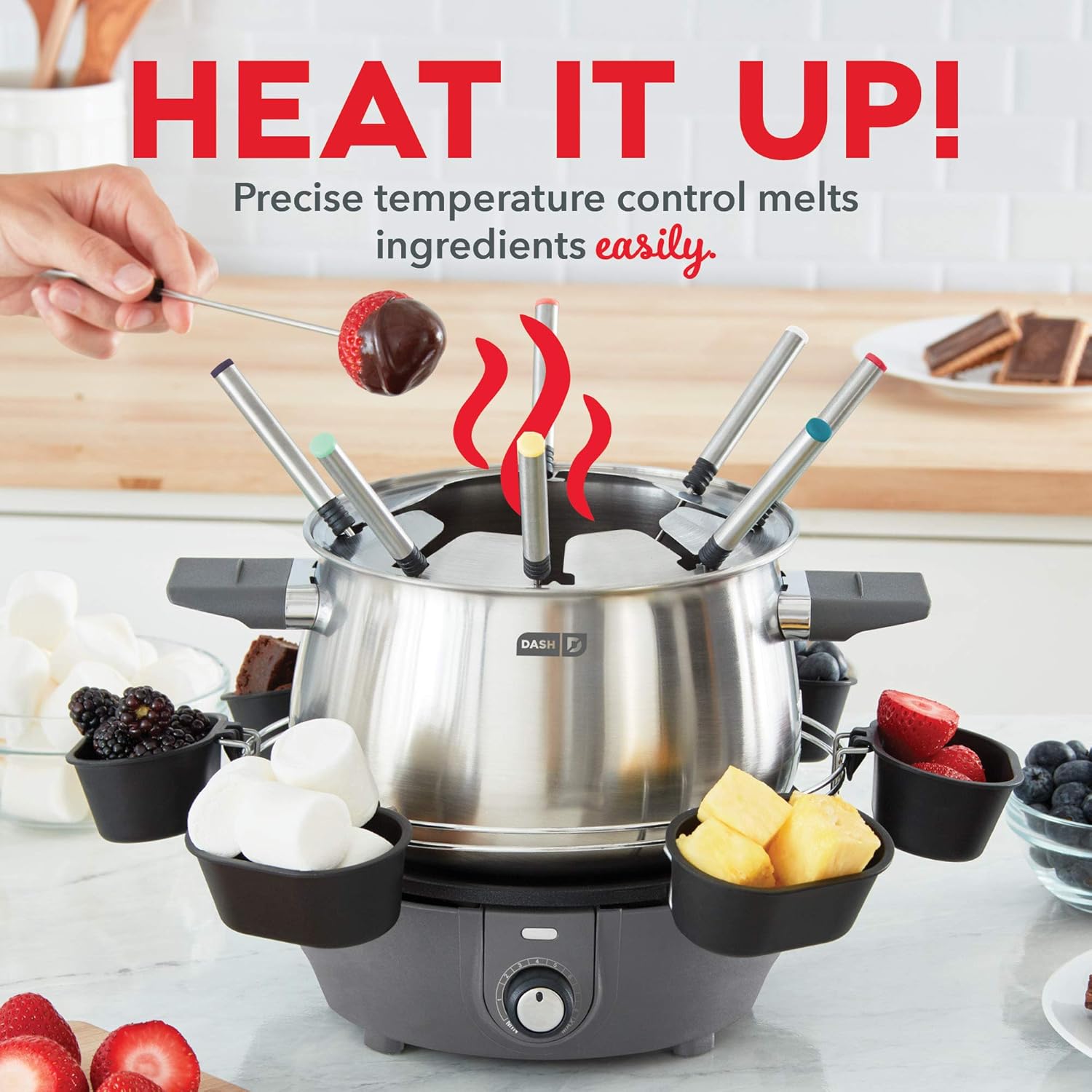 1761529338_Dash-Deluxe-Stainless-Steel-Fondue-Maker-with-Temperature-Control-Fondue-Forks-Cups-and-Rack-with-Recipe-Guide-Included-3-Quart-Non-Stick-–-Grey.jpg Dash Deluxe Stainless Steel Fondue Maker with Temperature Control, Fondue Forks, Cups, and Rack, with Recipe Guide Included, 3-Quart, Non-Stick – Grey - Image 4