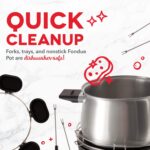 Dash Deluxe Stainless Steel Fondue Maker with Temperature Control, Fondue Forks, Cups, and Rack, with Recipe Guide Included, 3-Quart, Non-Stick – Grey - Image 6
