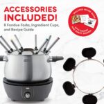 Dash Deluxe Stainless Steel Fondue Maker with Temperature Control, Fondue Forks, Cups, and Rack, with Recipe Guide Included, 3-Quart, Non-Stick – Grey - Image 7