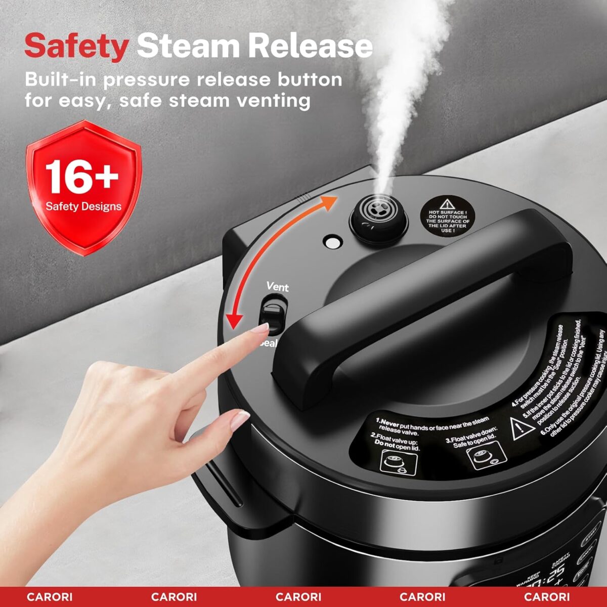 9-in-1 Electric Pressure Cooker 6 Qt, Programmable Multi-Function with Safer Vent, Olla de Presion, Rice Cooker, Slow Cooker, Steamer, Sauté, Warmer & Sterilizer, 1000W, Stainless Steel - Image 6
