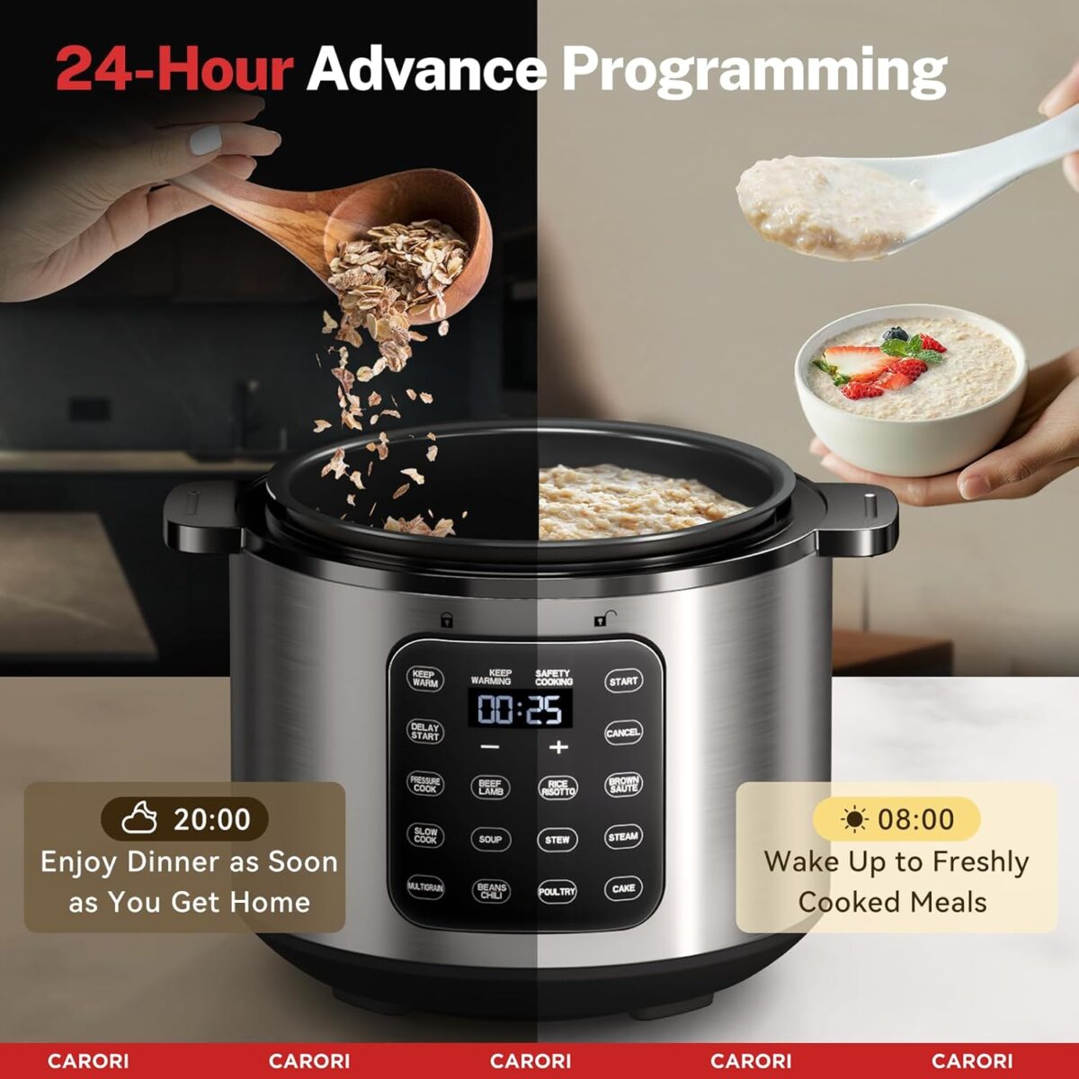 9-in-1 Electric Pressure Cooker 6 Qt, Programmable Multi-Function with Safer Vent, Olla de Presion, Rice Cooker, Slow Cooker, Steamer, Sauté, Warmer & Sterilizer, 1000W, Stainless Steel - Image 7