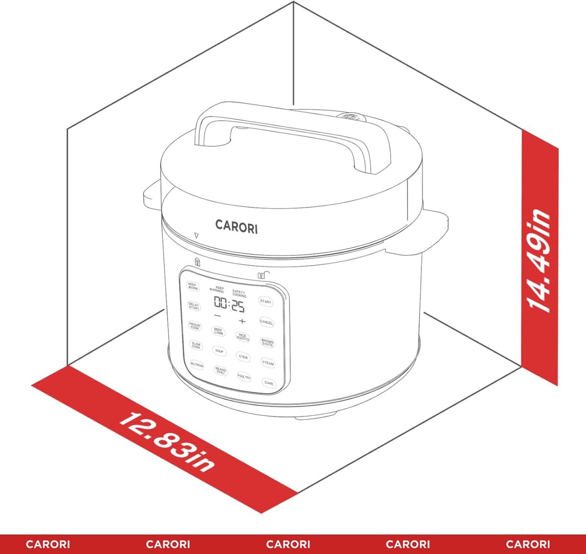 9-in-1 Electric Pressure Cooker 6 Qt, Programmable Multi-Function with Safer Vent, Olla de Presion, Rice Cooker, Slow Cooker, Steamer, Sauté, Warmer & Sterilizer, 1000W, Stainless Steel - Image 10