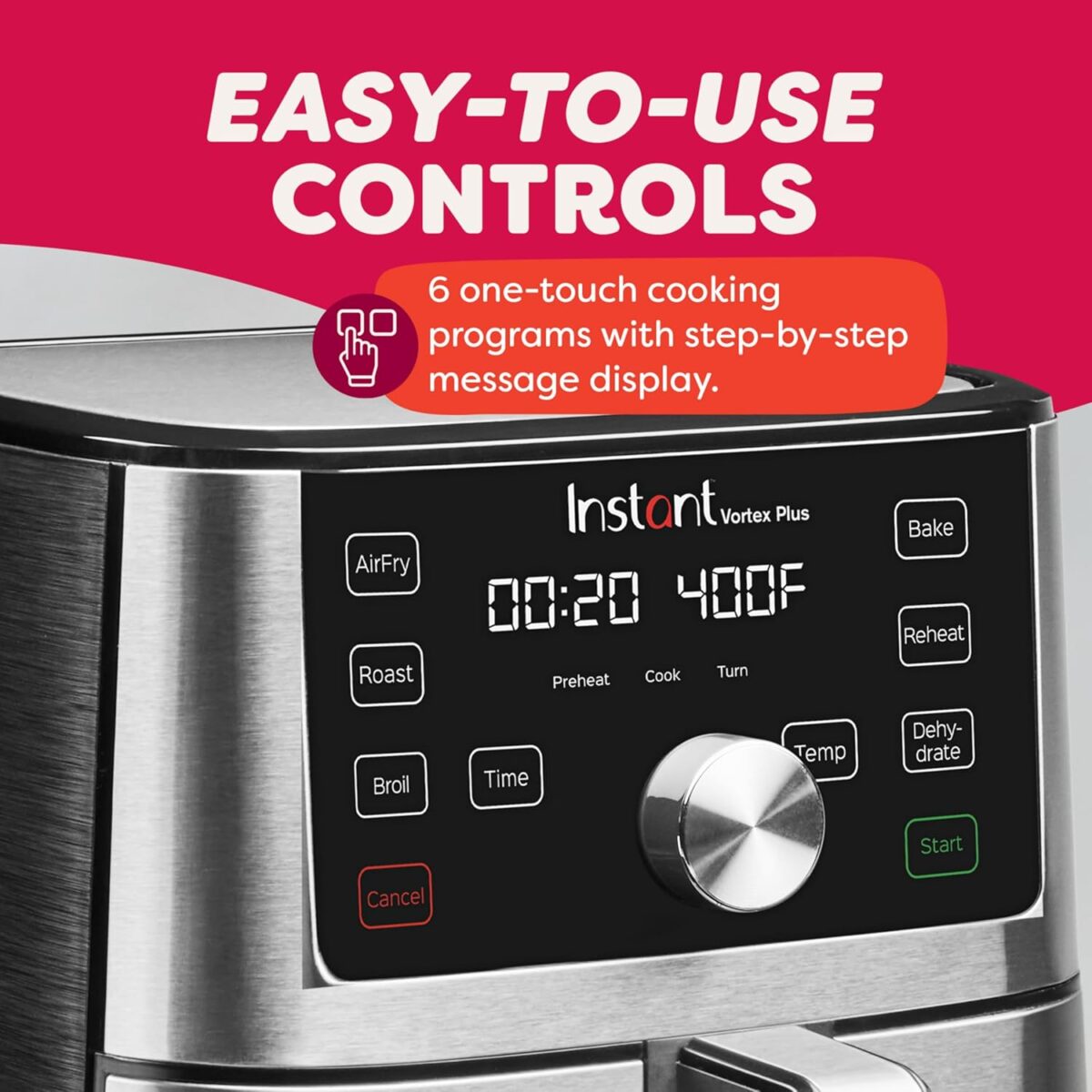 Instant Pot Vortex Plus 6QT XL Air Fryer, 6-in-1, Broils, Dehydrates, Crisps, Roasts, Reheats, Bakes for Quick Easy Meals, 100+ In-App Recipes, Dishwasher-Safe, from the Makers of Instant Pot, Black - Image 6