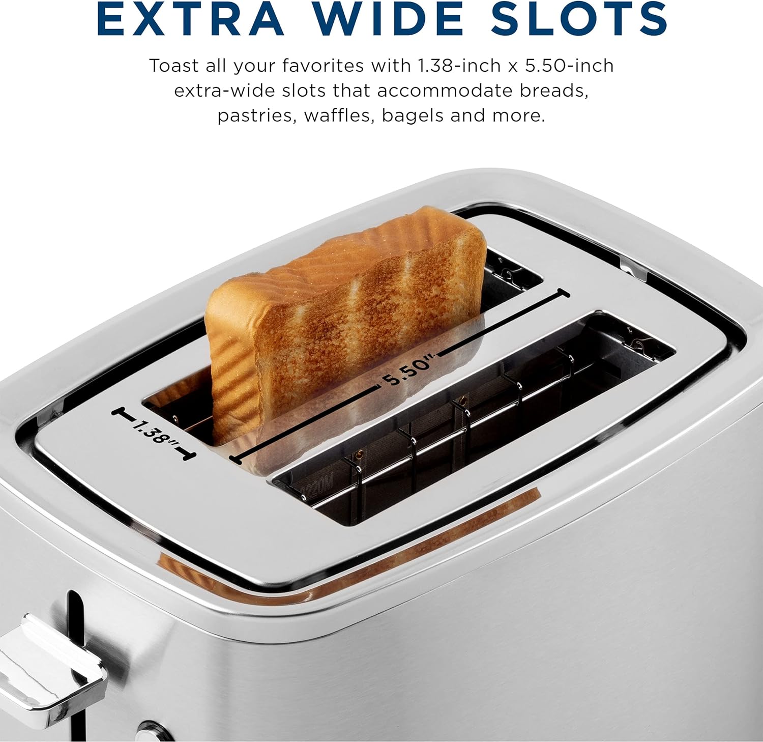 1761531175_GE-2-Slice-Stainless-Steel-Toaster-Extra-Wide-Slots-for-Toasting-Bagels-Breads-Waffles-More-7-Adjustable-Shade-Settings-Removable-Crumb-Tray-Countertop-Kitchen-Essentials-850-Watts.jpg GE 2 Slice Stainless Steel Toaster, Extra Wide Slots for Toasting Bagels, Breads, Waffles & More, 7 Adjustable Shade Settings, Removable Crumb Tray, Countertop Kitchen Essentials, 850 Watts - Image 5