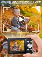 Digital Camera,FHD 1080P Kids Camera 44MP Point and Shoot Digital Cameras with 32GB Card,16X Zoom,Anti-Shake,Date Stamp,Compact Small Cameras Photography for Kids Student Teen Girl Boy(Black) - Image 4