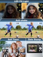 Digital Camera,FHD 1080P Kids Camera 44MP Point and Shoot Digital Cameras with 32GB Card,16X Zoom,Anti-Shake,Date Stamp,Compact Small Cameras Photography for Kids Student Teen Girl Boy(Black) - Image 8