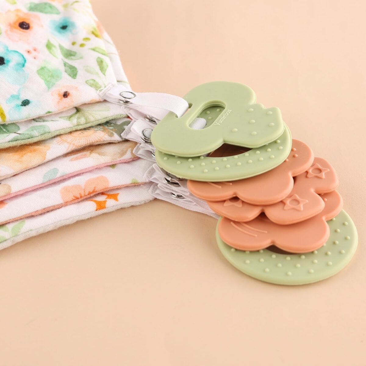 Baby Bandana Drool Bibs 6-Pack and Teething Toys 6-Pack Made with 100% Organic Cotton, Absorbent and Soft Unisex - Image 5