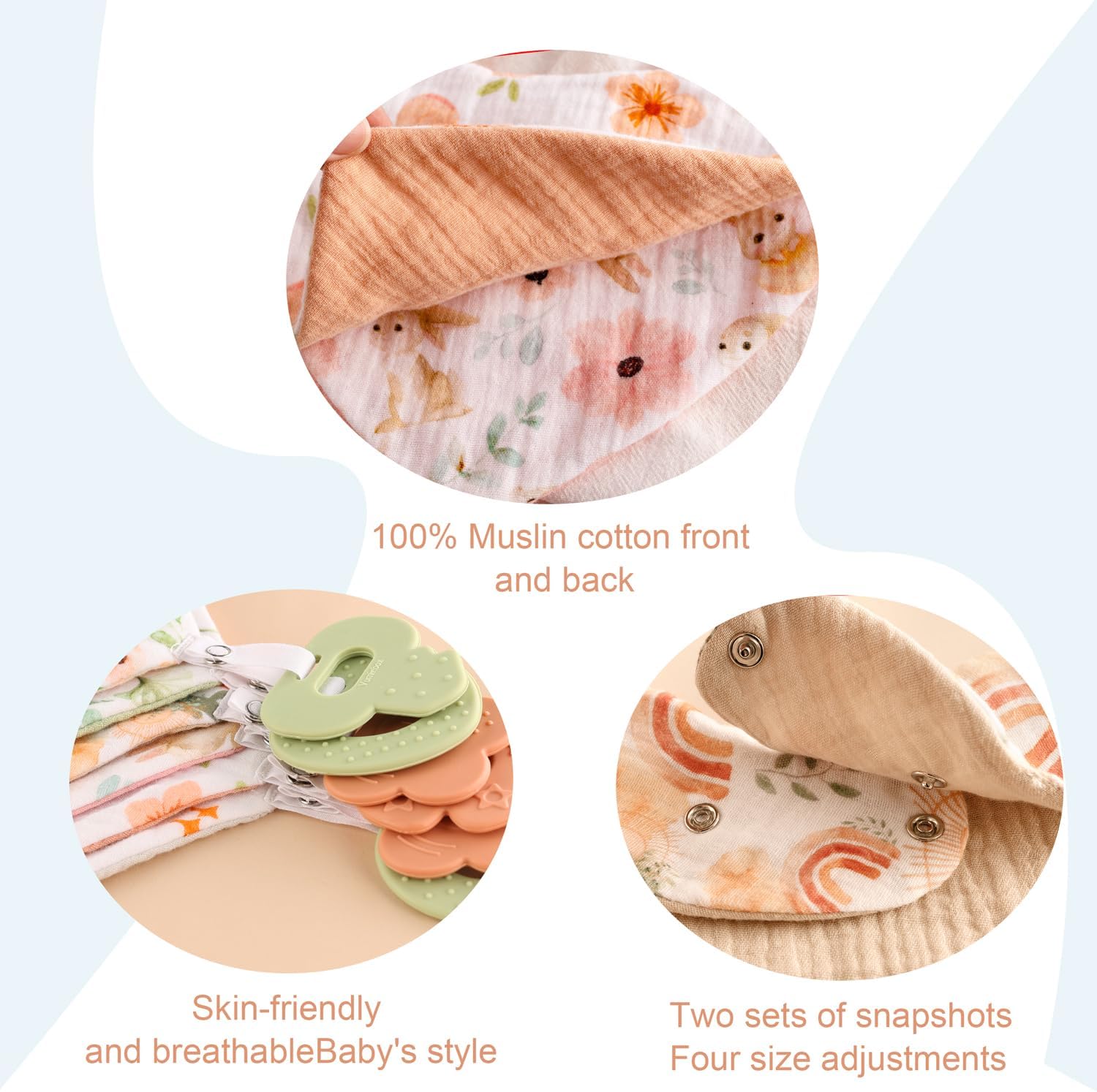 1761559209_Baby-Bandana-Drool-Bibs-6-Pack-and-Teething-Toys-6-Pack-Made-with-100-Organic-Cotton-Absorbent-and-Soft-Unisex.jpg Baby Bandana Drool Bibs 6-Pack and Teething Toys 6-Pack Made with 100% Organic Cotton, Absorbent and Soft Unisex - Image 7